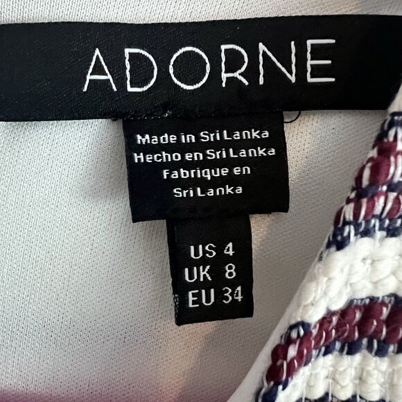 Adorne Dress 4 Knee Length Striped Red Sleeveless Lined Aztec Office Party Knit - Picture 8 of 9